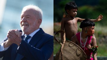 Presidente Luiz Inácio Lula da Silva (esq.) e yanomamis (dir.) - Getty Images