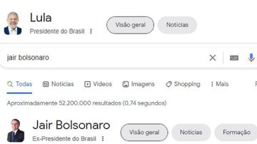 Nomes de Lula e Bolsonaro no Google - Reprodução
