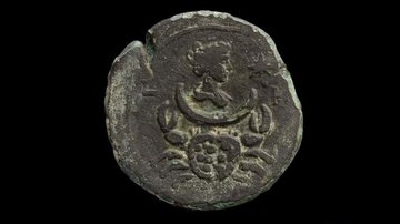 Moeda de 1850 anos com representação de deusa romana - Israel Antiquities Authority
