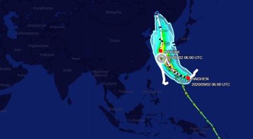 Mapa do site de monitoramento Marine Traffic que mostra o trajeto do navio - Divulgação / Marine Traffic