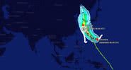 Mapa do site de monitoramento Marine Traffic que mostra o trajeto do navio - Divulgação / Marine Traffic