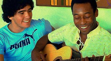 Maradona olhando Pelé tocando violão - Divulgação/ Instagram/ Pelé