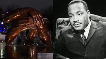 Registro do monumento (à esqu.) e Martin Luther King (à dir.) - Reprodução/Vídeo/Youtube