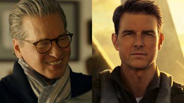 À esquerda, Val Kilmer em 'Maverick', e, à direita, Tom Cruise na pele de Maverick - Divulgação / Paramount Pictures
