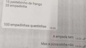 Imagem de mensagens trocadas entre golpista e lanchonete - Divulgação / Polícia Civil de Goiás