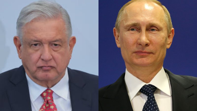 Presidente do México (à esqu.) e presidente da Rússia (à esqu.)