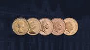 Rosto de Elizabeth II estampada em diversas moedas de anos diferentes - Divulgação