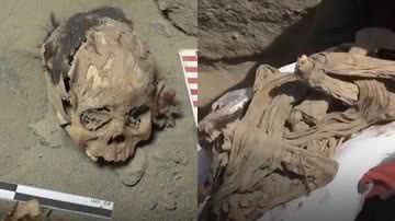 Restos da múmia de 1.200 anos encontrada no Peru - Reprodução/Vídeo/AP