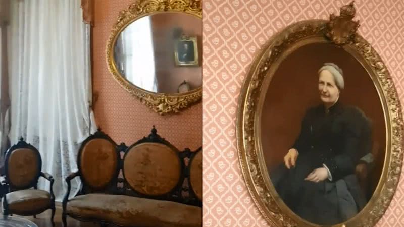 Imagens da antiga sala de visitas da imperatriz Teresa Cristina - Reprodução/Vídeo