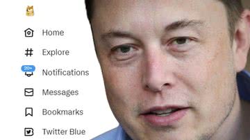Elon Musk e 'novo' logo do Twitter - Getty Images e reprodução