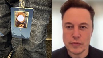 Crachá de 'X' e Elon Musk - Reprodução/Vídeo e Reprodução/Twitter