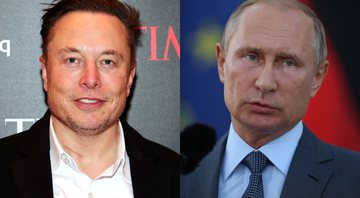 Musk (à esqu.) e Putin (à dir.) - Getty Images