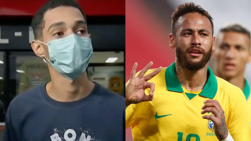O suspeito (à esqu.) e Neymar (à dir.) - Divulgação/Vídeo e Getty Images