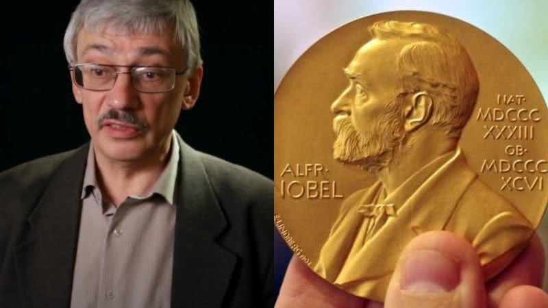 Oleg Orlov, presidente do Memorial (esq.) e prêmio Nobel da Paz (dir.) - Reprodução/Vídeo/Divulgação/Nobel