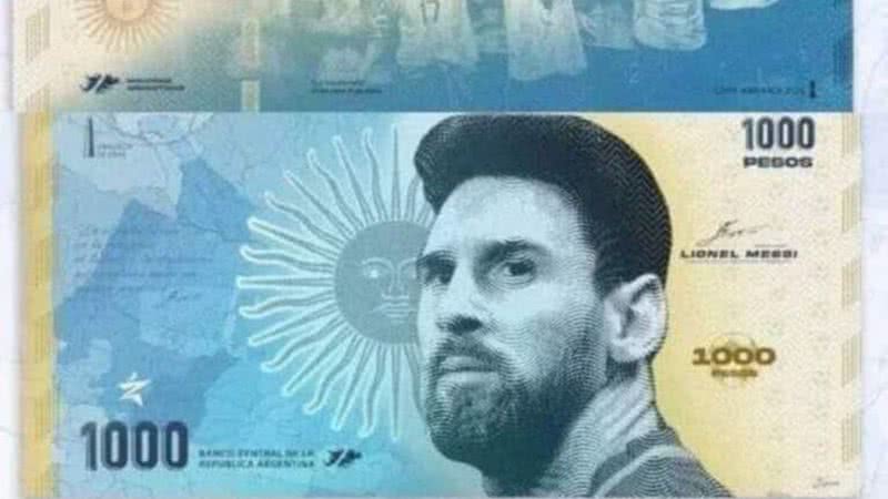 Possível nota de mil pesos com o rosto de Lionel Messi - Divulgação / Redes Sociais / Twitter
