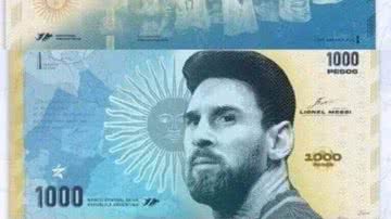 Possível nota de mil pesos com o rosto de Lionel Messi - Divulgação / Redes Sociais / Twitter