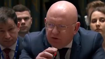 Vasily Nebezya, embaixador russo durante cerimônia da ONU - Reprodução/Vídeo