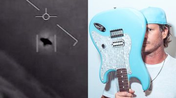 Colagem de registro captado por pilotos dos EUA e de Tom DeLonge, vocalista da banda Blink-182 - Reprodução/Departamento de Defesa dos EUA - Reprodução/Instagram/tomdelonge