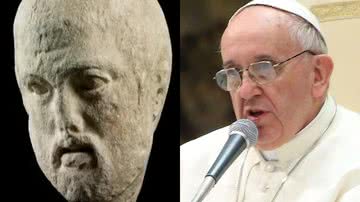 Uma das peças devolvidas (à esqu.) e o papa (à dir.) - Divulgação/Museu do Vaticano e Getty Images