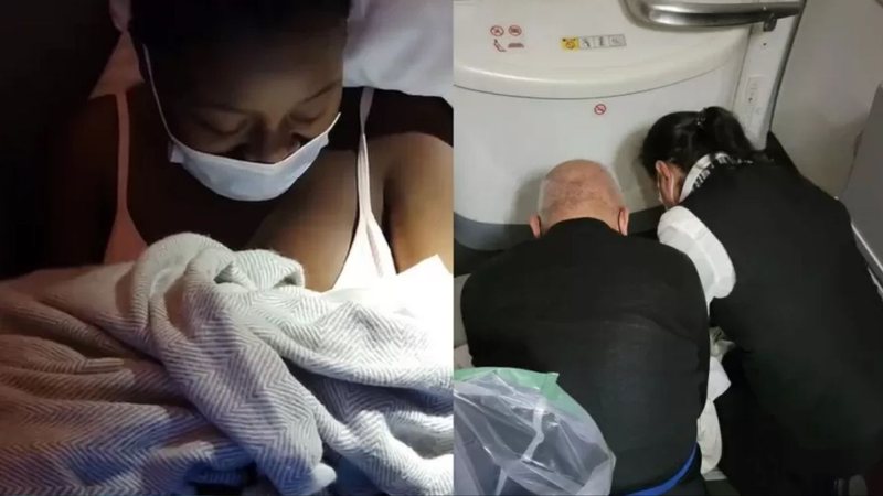 Mãe carrega bebê após parto em avião - Divulgação / YouTube / CNN