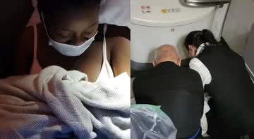 Mãe carrega bebê após parto em avião - Divulgação / YouTube / CNN