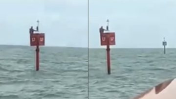 Trechos de vídeo do momento do resgate do pescador Leandro Soares - Reprodução/Vídeo/YouTube