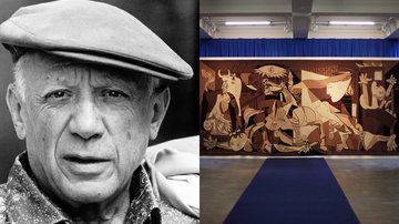 Pablo Picasso (à esqu.) e a obra Guernica (à dir.) - Domínio Público e Getty Images