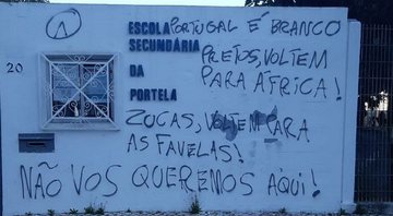 Imagem sobre as pichações em escolas de Portugal - Divulgação/ Twitter