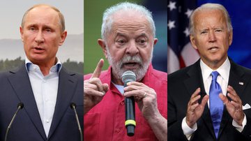 Os presidentes da Rússia, Vladimir Putin, do Brasil, Lula, e dos Estados Unidos, Joe Biden, respectivamente - Getty Images