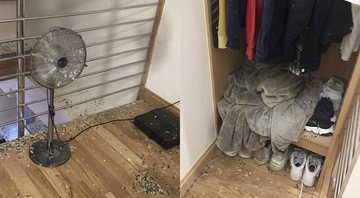 Fotografias registradas pelo estudante mostram o estrago no apartamento - Divulgação / Daily Mail