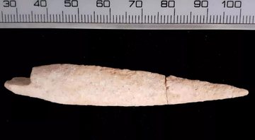 Ponta de flecha encontrada em Israel - Divulgação/Projeto Arqueológico Tell es-Safi / Gath