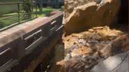 Imagem de ponte que desabou em Teresópolis - Reprodução / Vídeo / G1