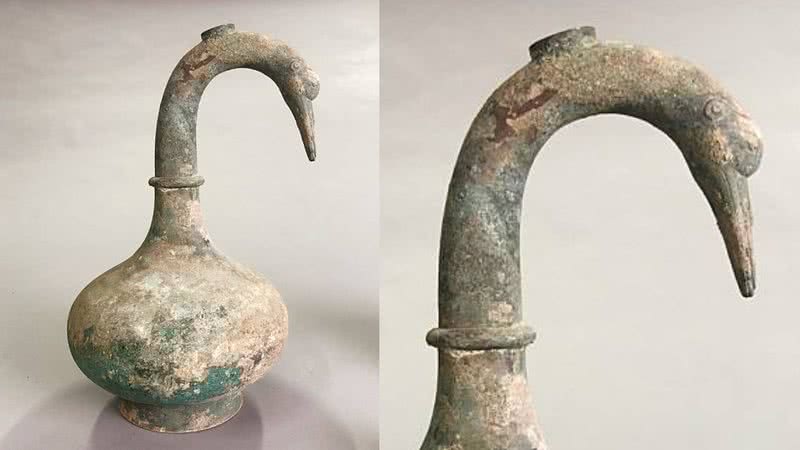 Fotografia mostrando um pote antigo chinês feito de bronze - Divulgação/ Xinhua