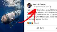 Montagem coloca publicação ao lado de submarino - Divulgação / OceanGate / Facebook