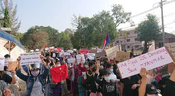 Protestos em Mianmar contra o golpe de Estado e a favor da democracia - Wikimedia Commons