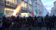 Protestos em Roma que aconteceram nesse final de semana - Divulgação/YouTube/AFP