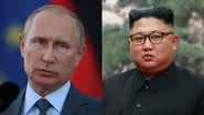 Montagem mostrando Vladimir Putin (à esq) e Kim Jong-un, líder da Coreia do Norte (à dir) - Getty Images