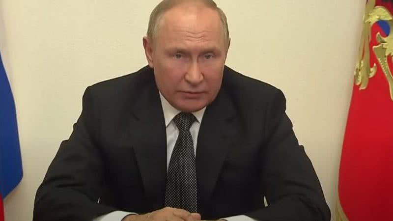 Putin em mensagem gravada a apresentada na conferência de segurança, em Moscou - Divulgação / Youtube /  AFP Português