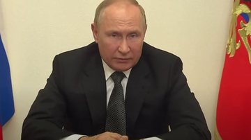 Putin em mensagem gravada a apresentada na conferência de segurança, em Moscou - Divulgação / Youtube /  AFP Português