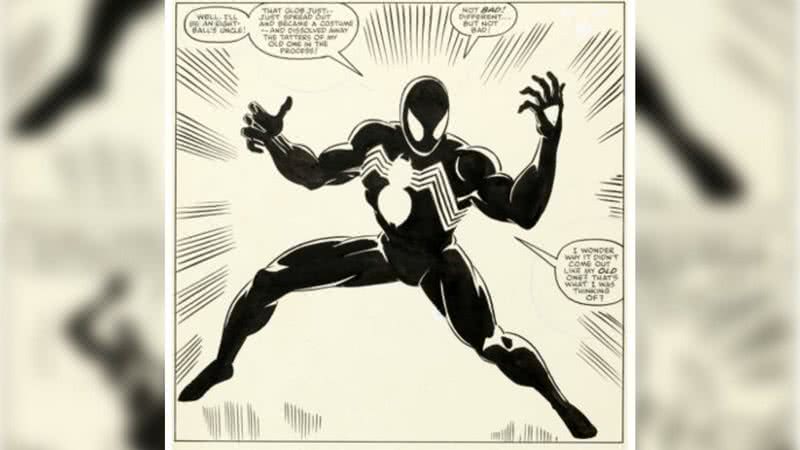 Ilustração do Homem-Aranha com seu traje preto - Divulgação/ Heritage Auctions