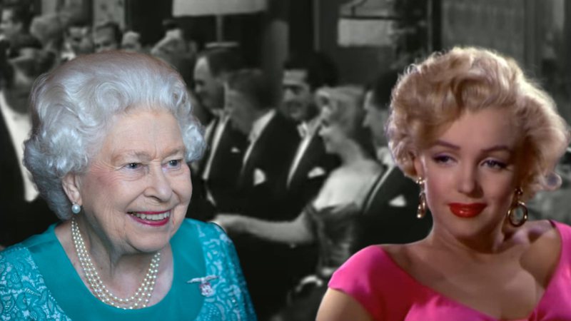 Montagem mostra a rainha Elizabeth II e a atriz Marilyn Monroe