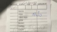 Comanda de cliente negro de churrascaria no DF - Divulgação/Arquivo Pessoal