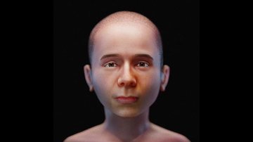 A reconstrução facial da múmia do menino Minirdis - Divulgação/Cícero Moraes