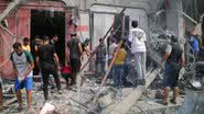 Civis palestinos após bombardeios de Israel em Gaza no dia 9 de outubro - Getty Images