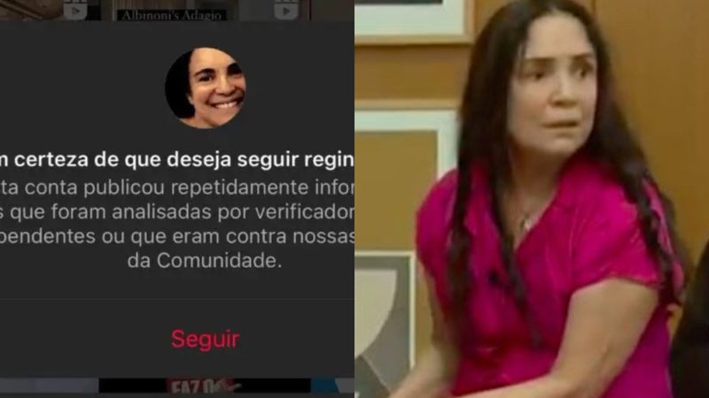 O alerta (à esqu.) e Regina Duarte (à dir.) - Reprodução/Redes Sociais e Reprodução/Vídeo