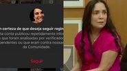 O alerta (à esqu.) e Regina Duarte (à dir.) - Reprodução/Redes Sociais e Reprodução/Vídeo