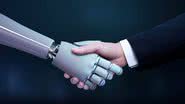 Imagem meramente ilustrativa de aperto de mão entre homem e robô - Divulgação/ Freepik/ rawpixel