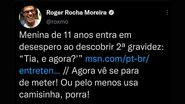 Tweet polêmico de Roger Moreira - Reprodução / Redes socais