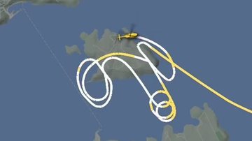 Imagem ilustra trajetória de helicóptero militar - Divulgação / Twitter / flightradar24