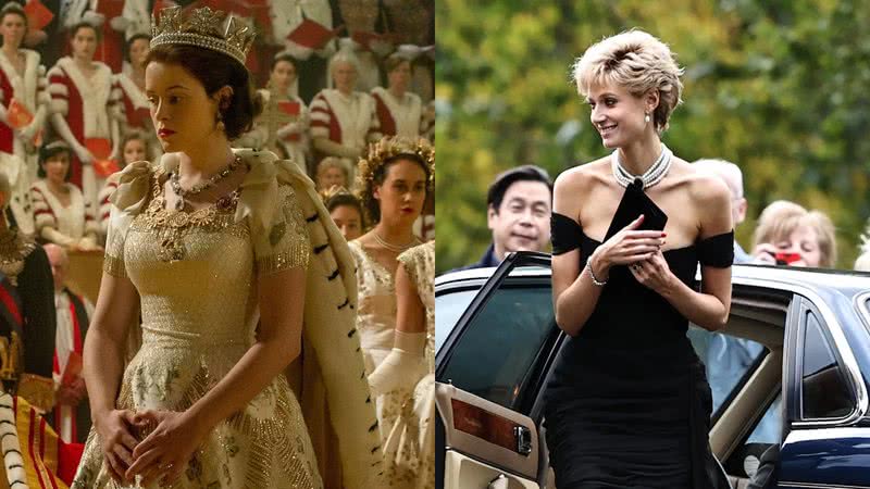 Claire Foy como Elizabeth II (esq.) e Elizabeth Debicki como Diana (dir.) - Divulgação / Netflix